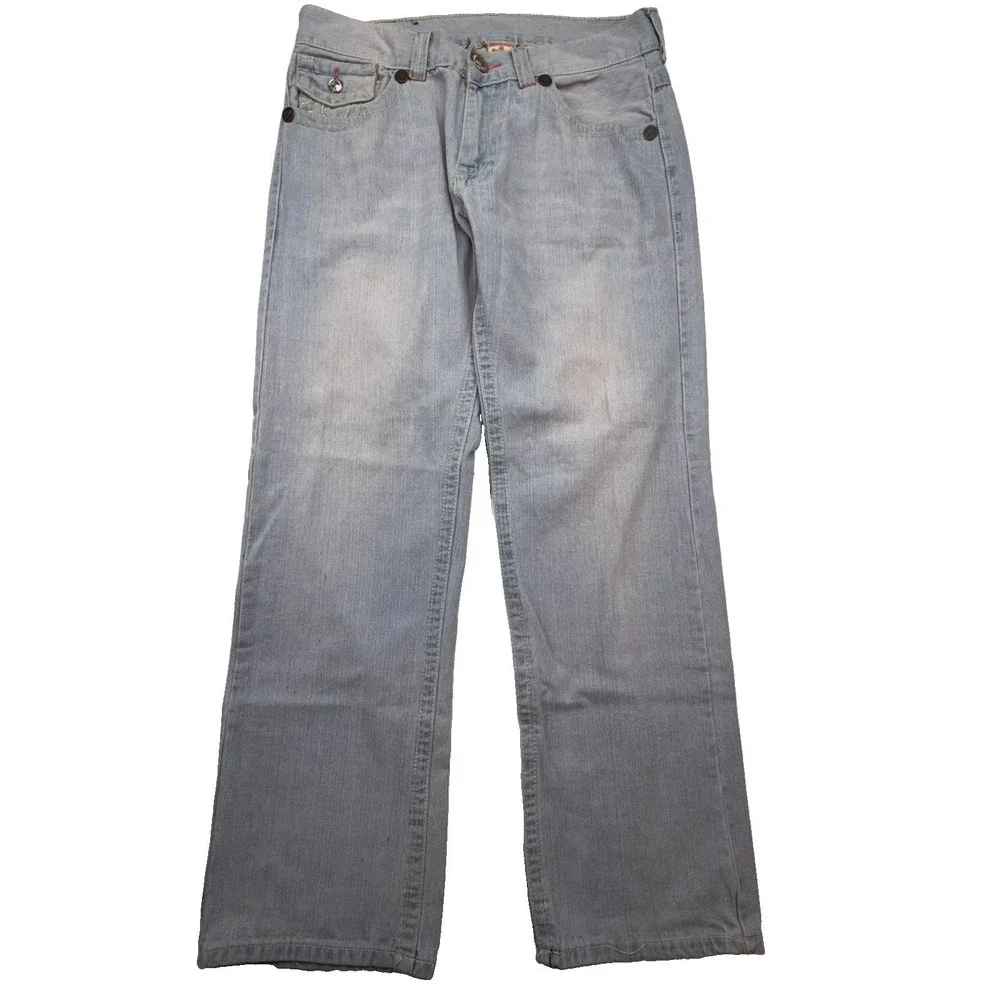 Vintage True Religion Jeans Mens 34 Billy Super T Light Wash Made in USA Y2K